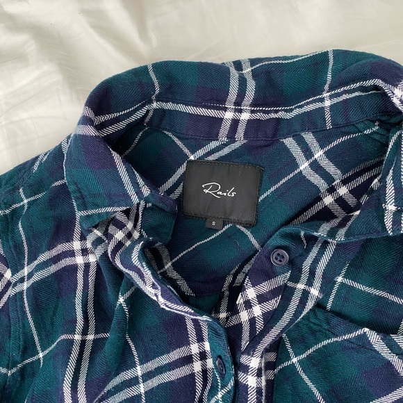 Rails Hunter Plaid Button Down Forest Navy Top - Picture 6 of 8